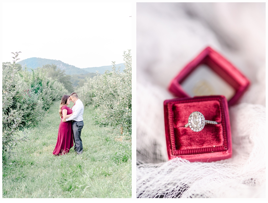 pretty engagement ring in red velvet ring box