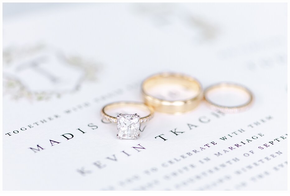 wedding rings on invitation