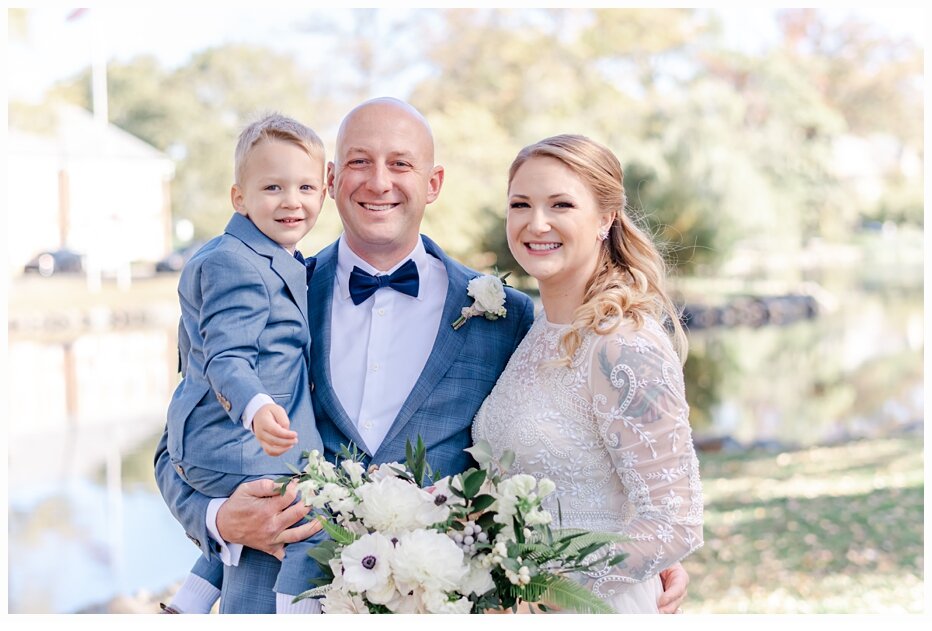 bride, groom and son portraits