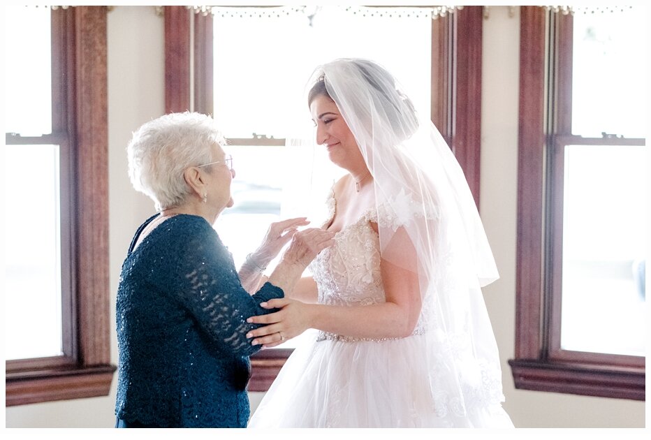 bride and grandma hugging