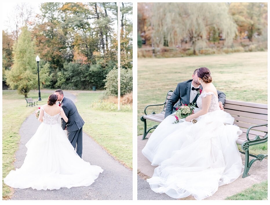 bride and groom portraits in the park