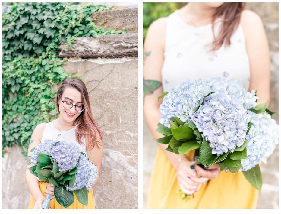 engaged woman holding a bouquet