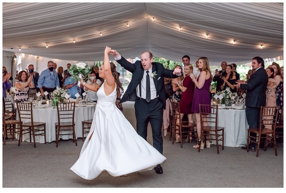 bride and groom first dance at reception