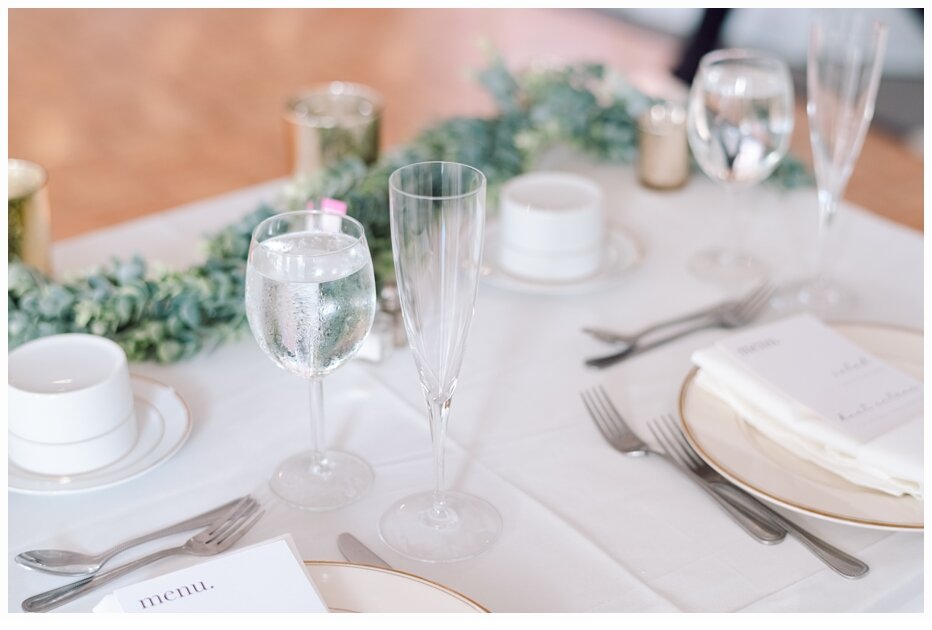 pretty table scape at reception at wedding
