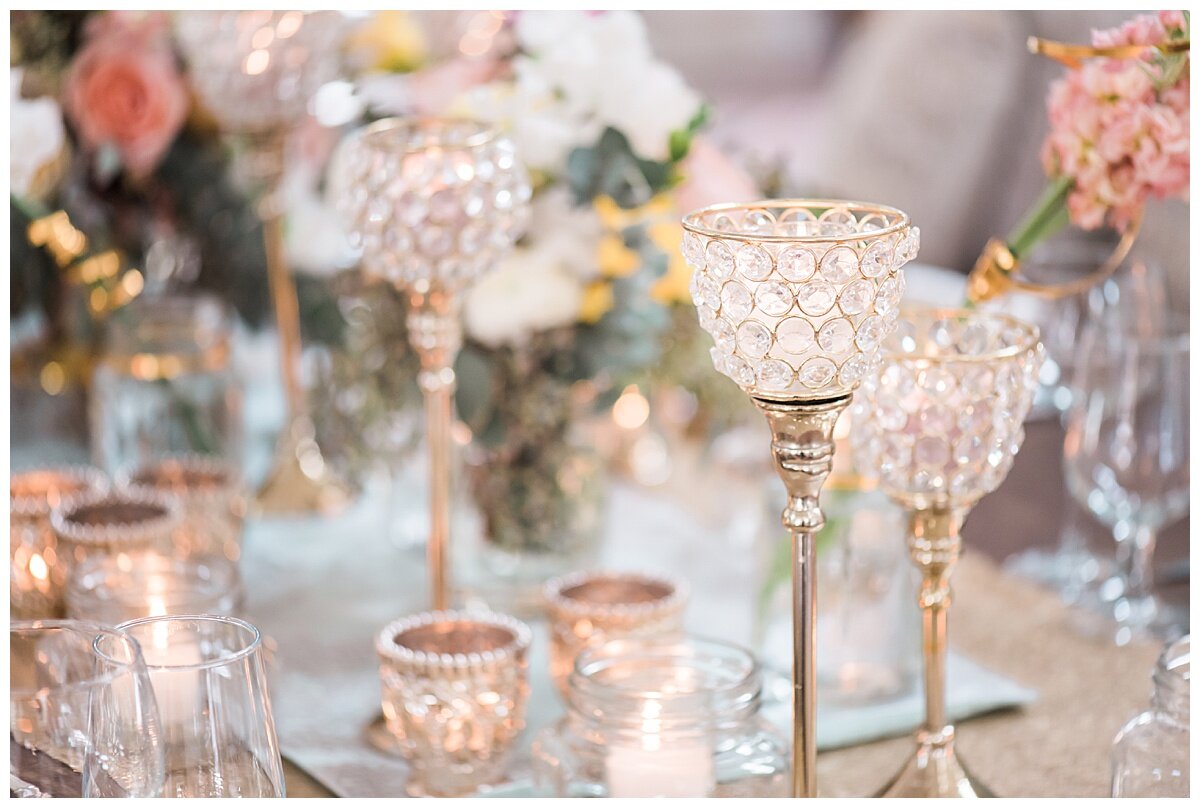 gorgeous blue and blush table scape