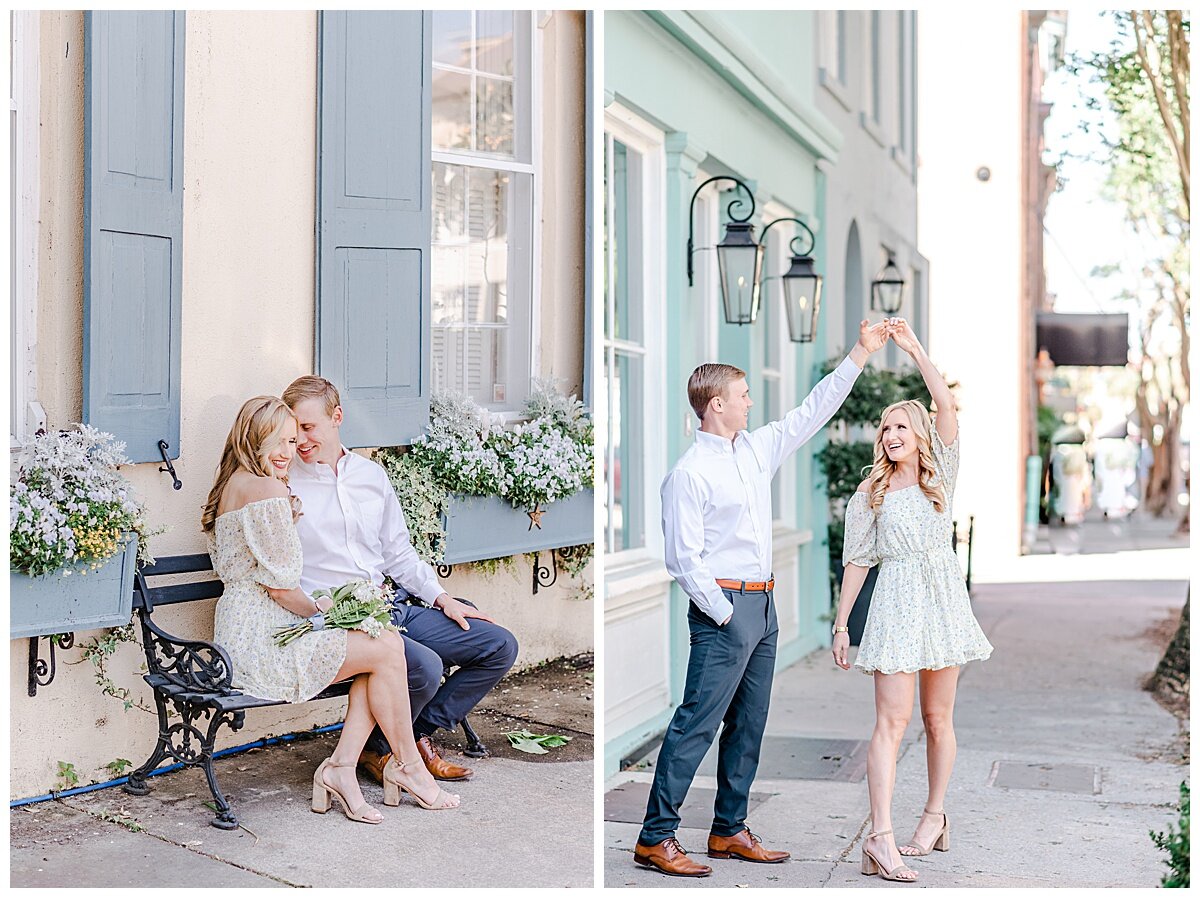 couple dancing in street of charleston sc