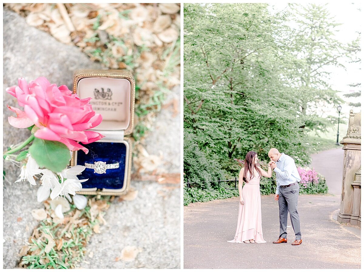 pretty engagement ring in an antique ring box