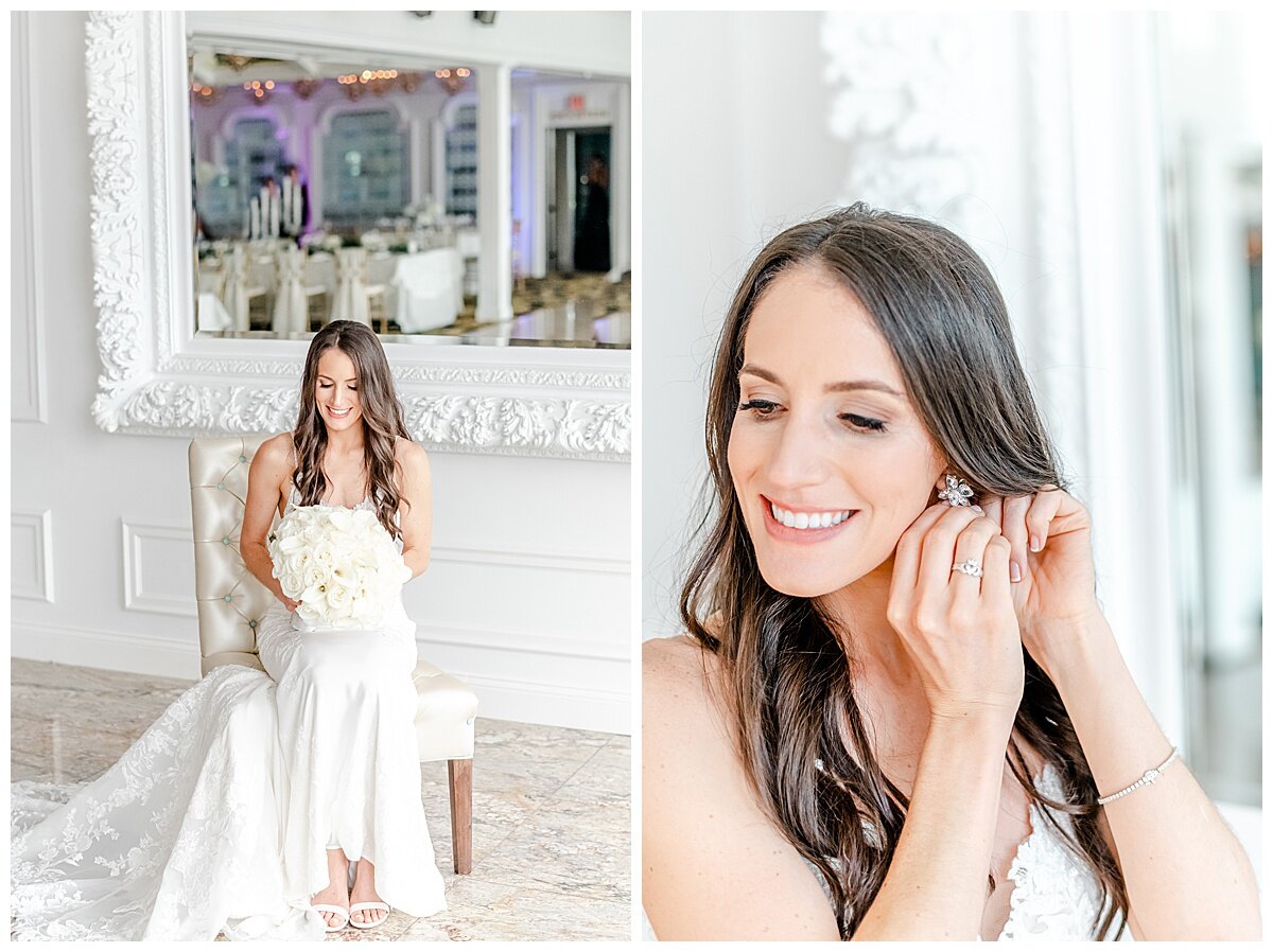 bride getting ready in bridal suite