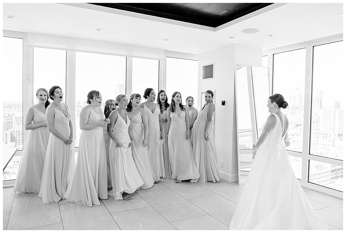 bridesmaids seeing bride first time