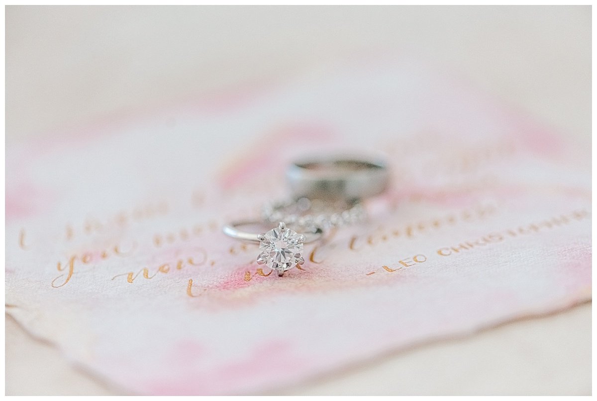 engagement ring on a pretty invitation