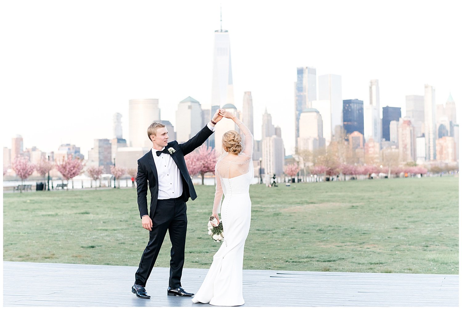 bride and groom dancing