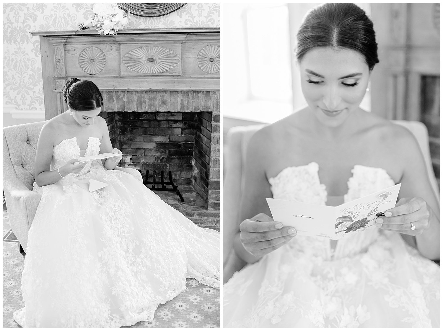 bride reading a letter from her groom