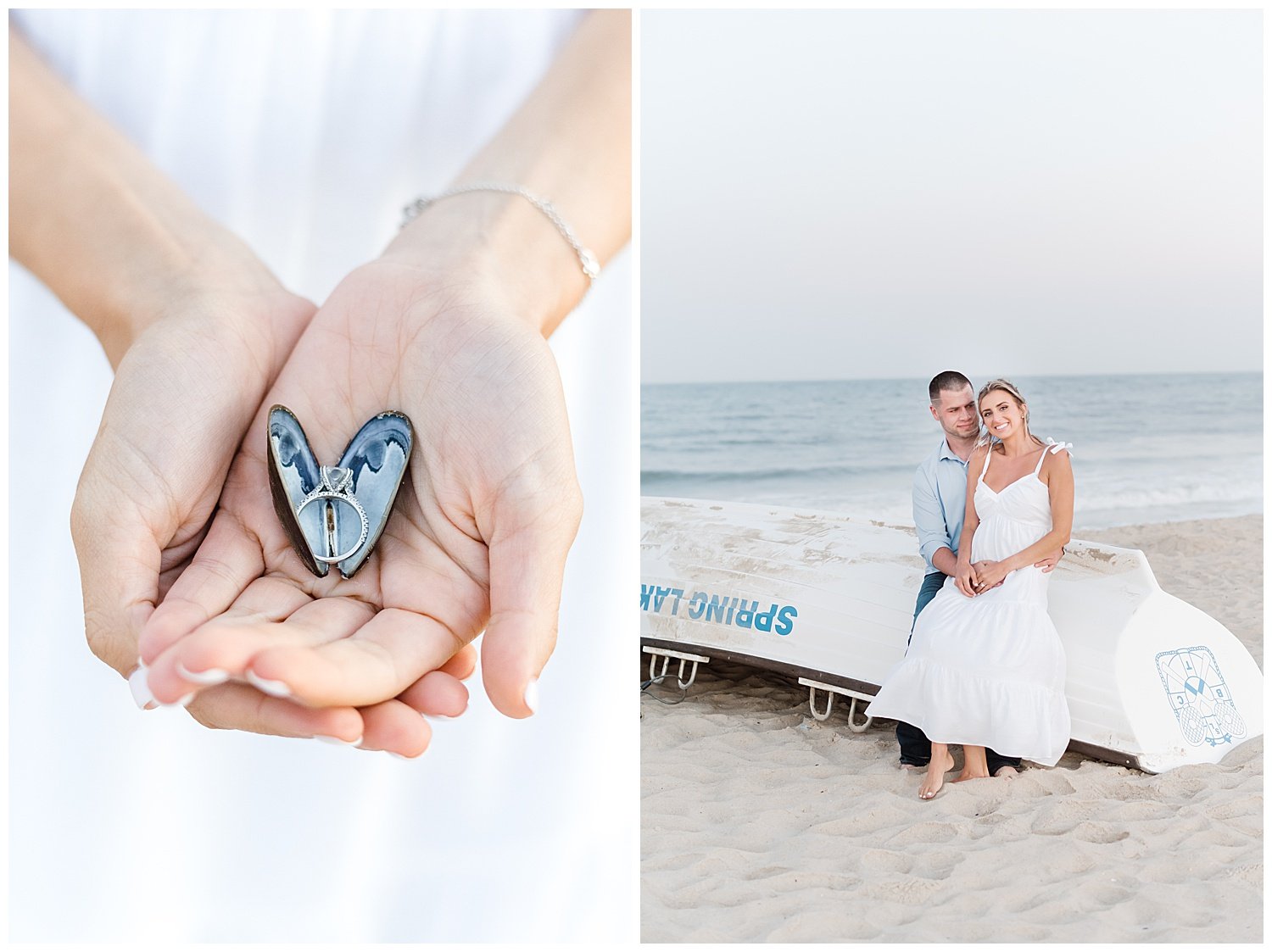 engaged woman holding an engagement ring in her hand