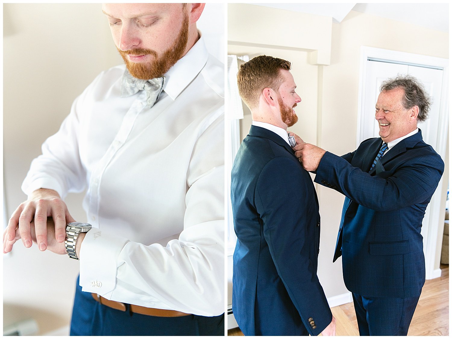 groom putting on his cufflinks