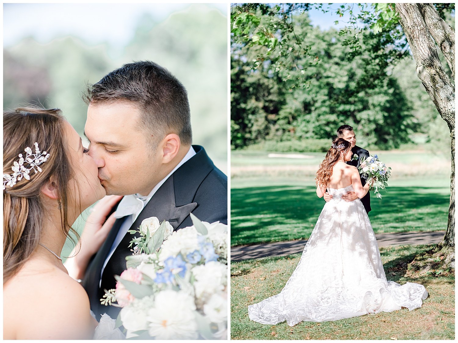 bride and groom kissing