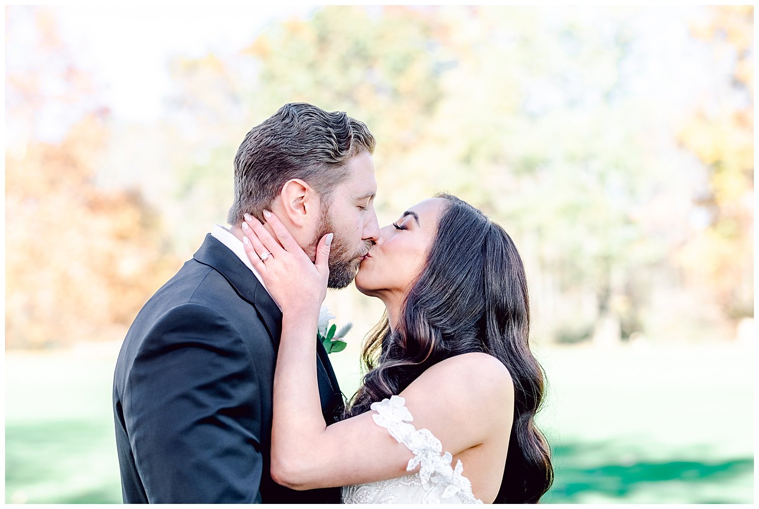 bride and groom kissing