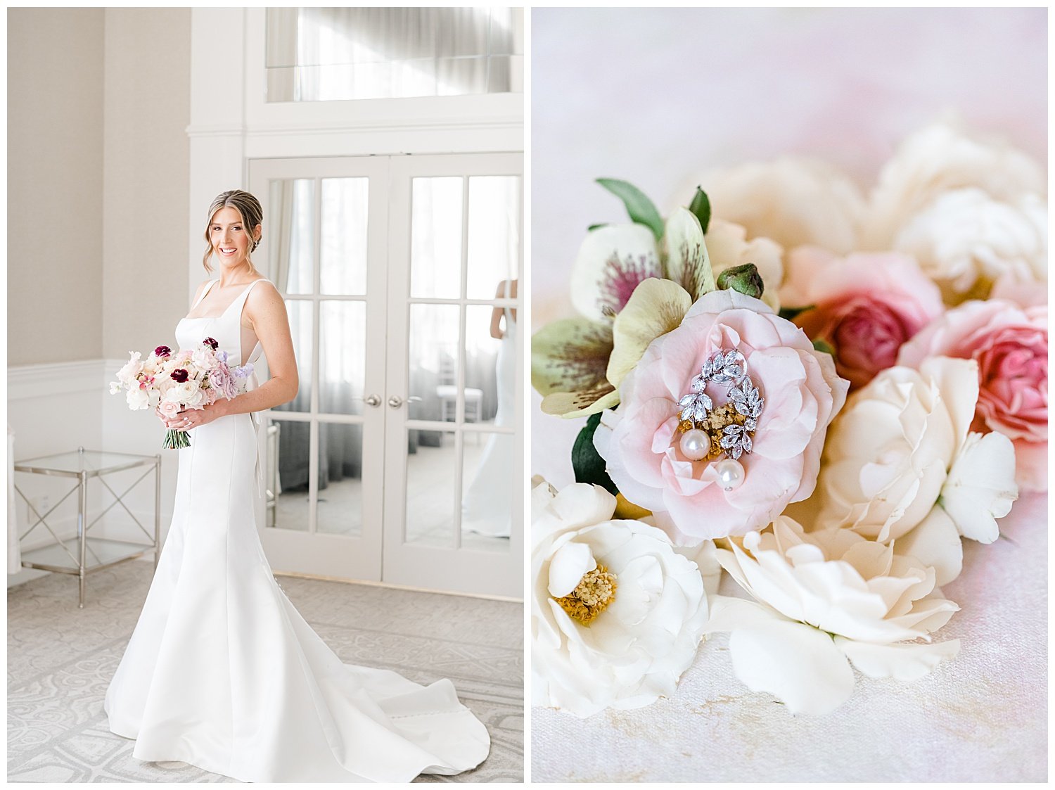 bride in wedding gown holding bouquet