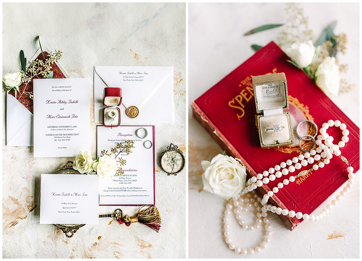 picture of the wedding invitation and rings