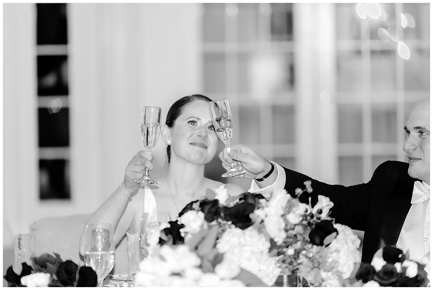 bride and groom having a toast at wedding