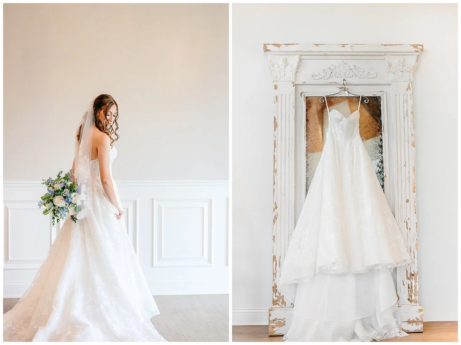 bride getting ready in bridal suite