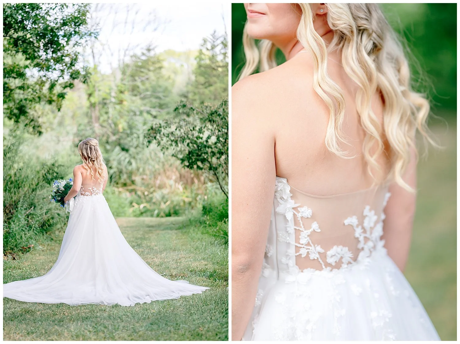 bridal portraits in a field