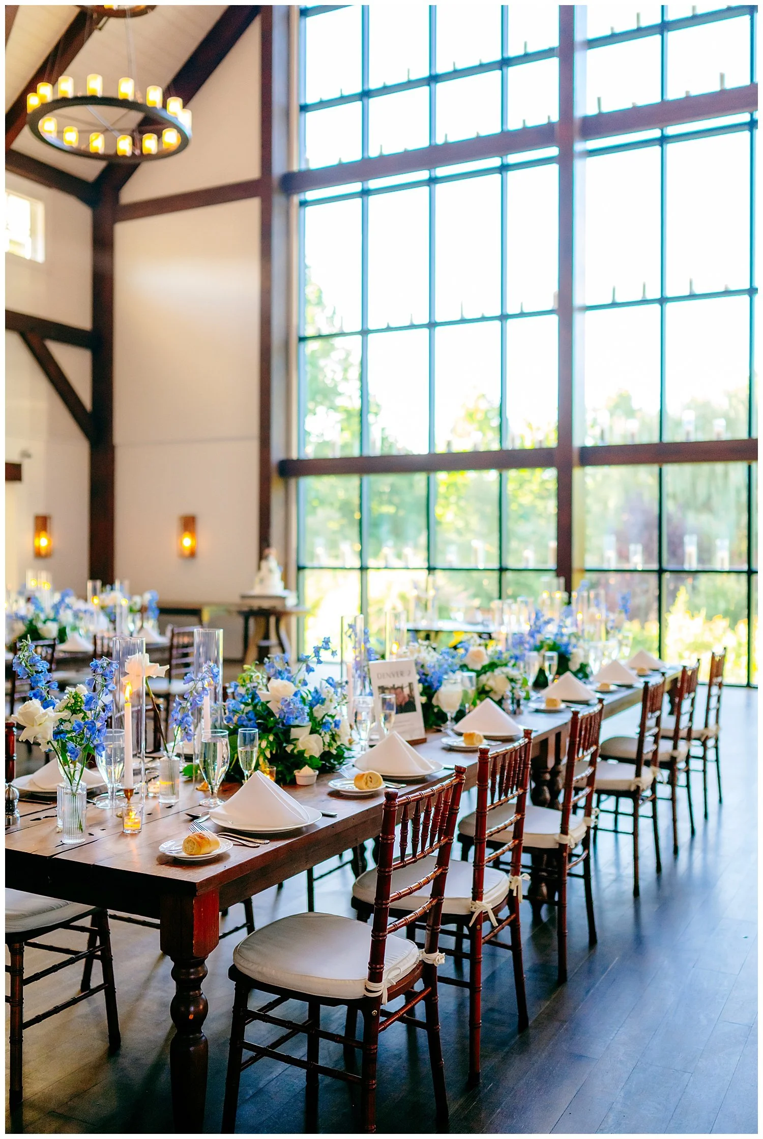 pretty table scape at wedding reception