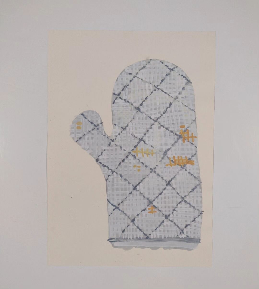 An ode to Joy Division Oven Gloves
Acrylic on paper 2008
#hamfisted #precision #acrylic #paper #tohottohandle #halfmanhalfbiscuit  #gloves will tear us apart 
25 mins at #180 should do it