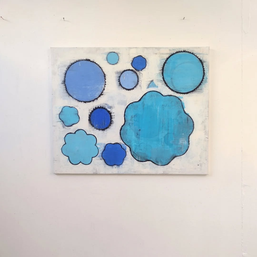 100,000 followers
Oil / canvas
2023 100 x 80

Funny business these small screens which have become central to modern living, requiring likes, subscribes,  validation, hearts etc. 
Here's a recent painting of an alternate solar system sky chart with b