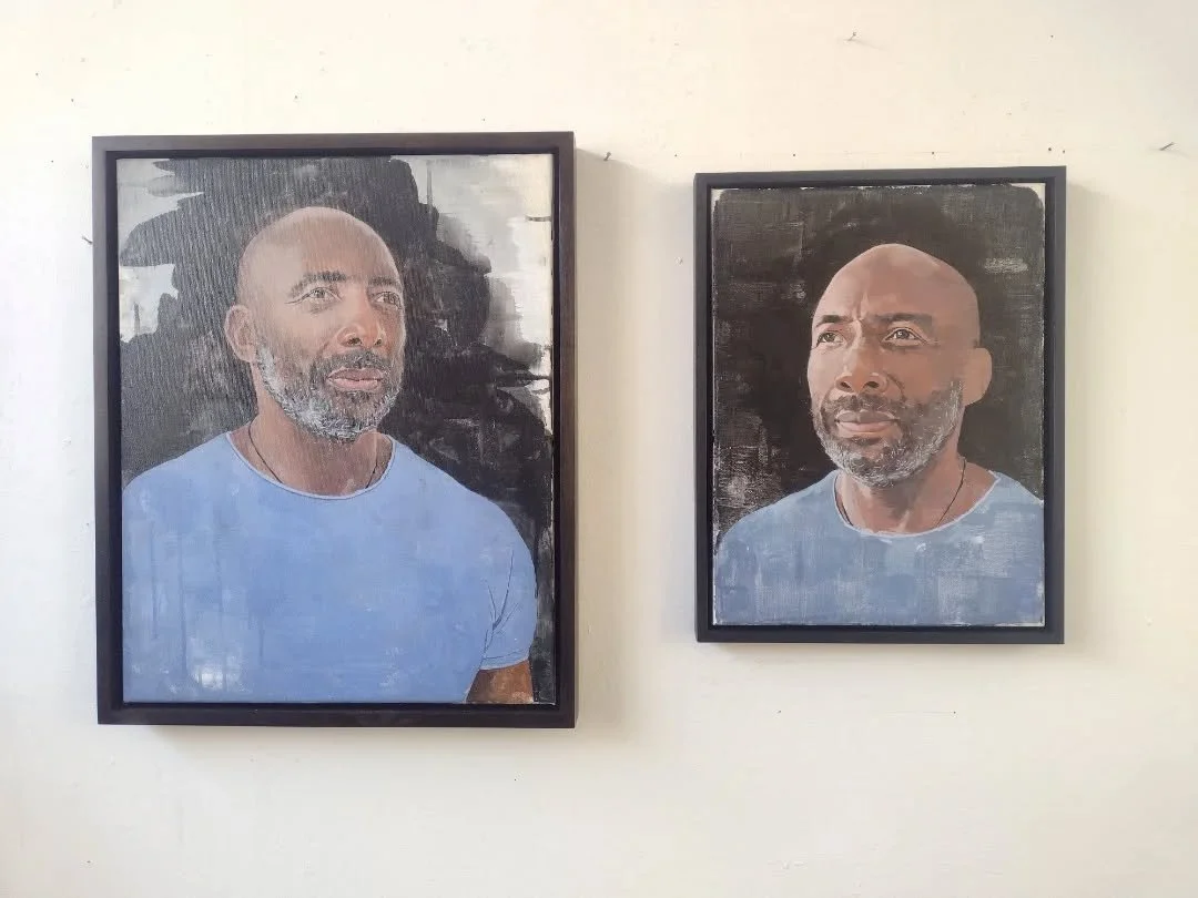 Two studies of boxing and Sheffield royalty, Johnny Nelson MBE.
50x40 and 40x30 both acrylic.

When I met Johnny late 2023 he had recently received his MBE and was in the process of setting up a charity to help families/communities in the Sheffield