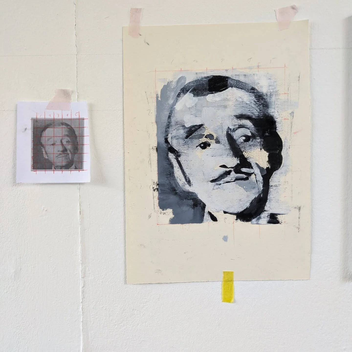 Old school debonair
Oily stuff on paper 

#studio #wall
#sketch for #canvas
#oil #paper
#vaguely 
#niven ish