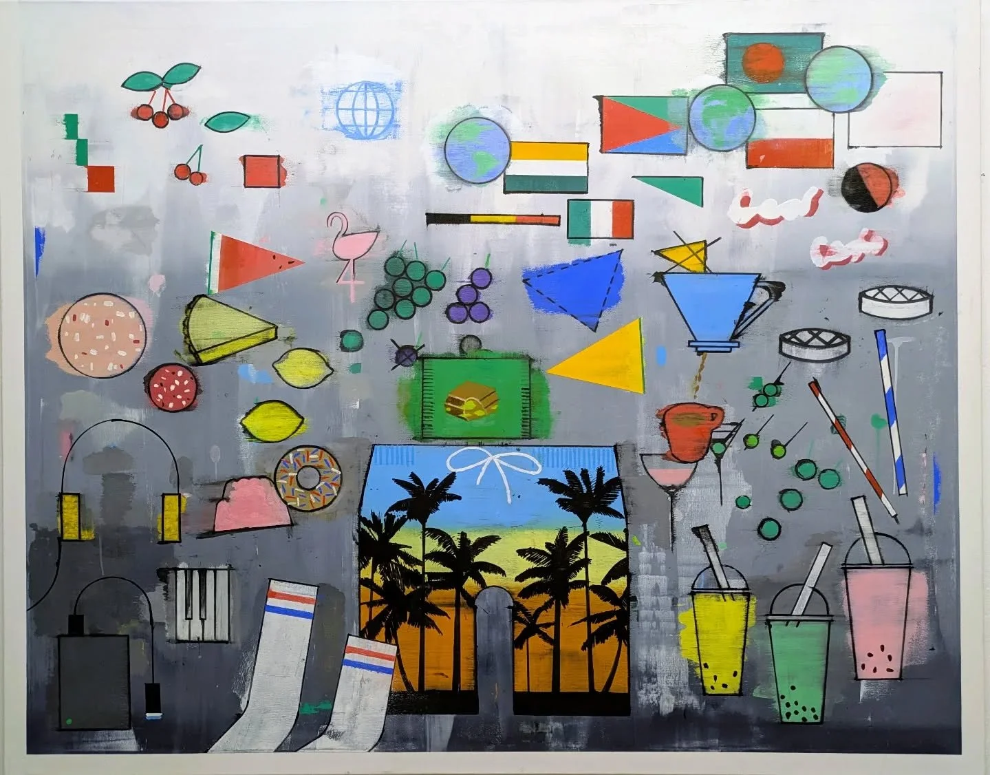 Foodhall (after De Heem and Matisse)

An ongoing work reworking Jan Davidsz de Heem's 17c zinger.
5ft x 4ft oil canvas

In light of recent geo political events I must repeat that the countries that I've represented via flags here should not feel in a