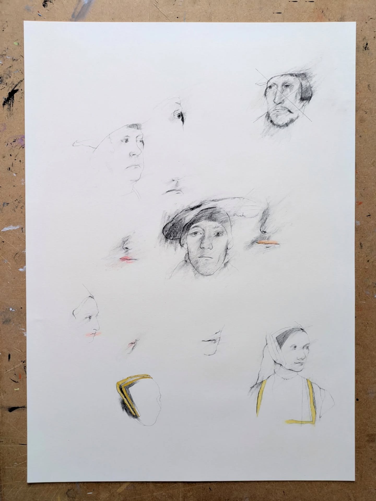 Holbein variations 
Pencil on paper 59 x 42

You won't see this written down in the exhibition catalogues or on the wall text but I think Holbein had what you might describe in the game as 'mad skillz'..

#holbein
#drawing the drawing
