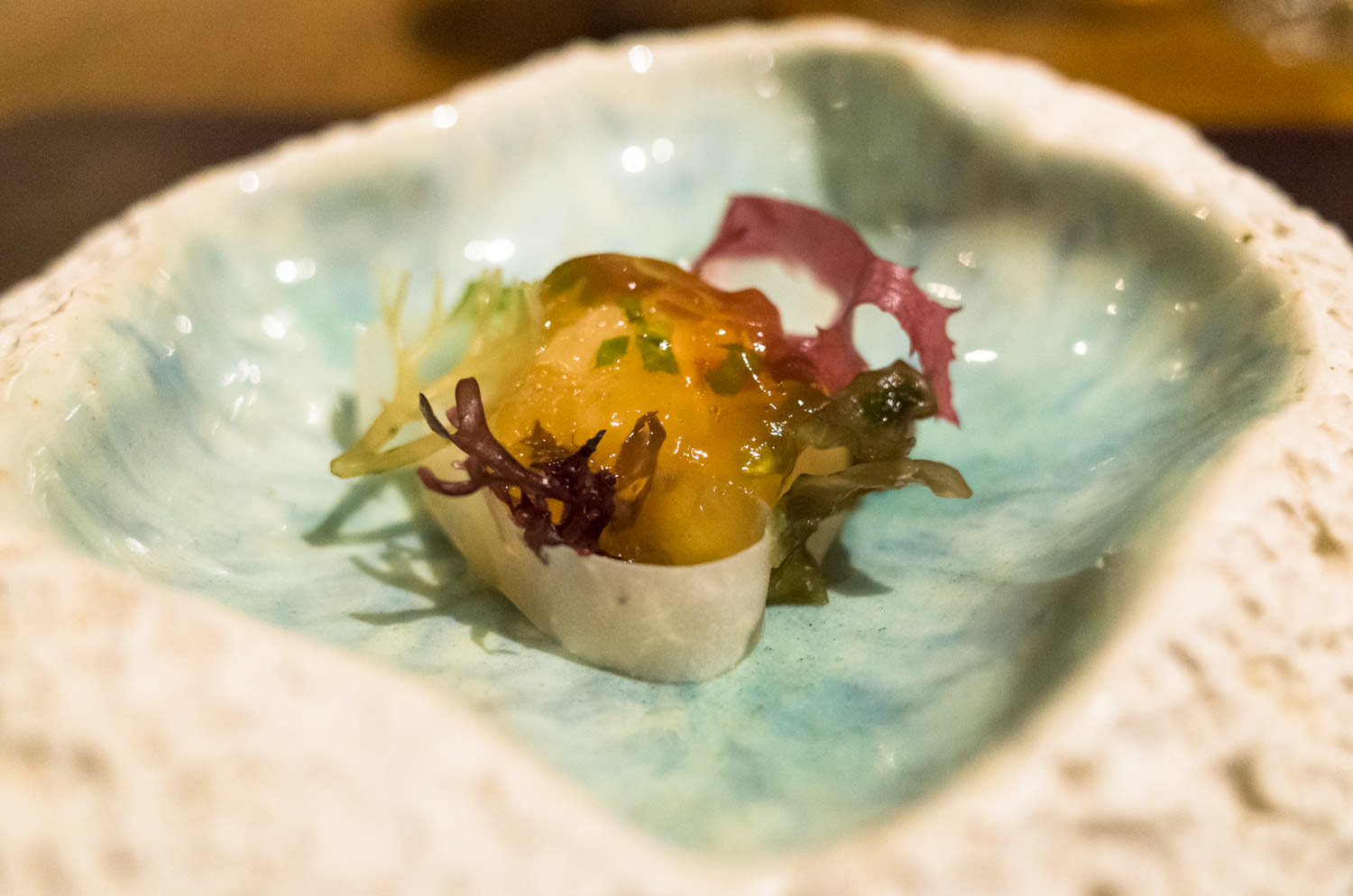 Scallops with kohlrabi and seaweed