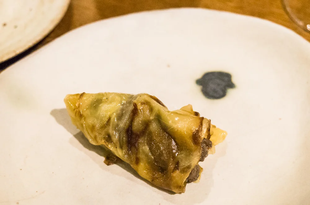 Stuffed cabbage and offal &amp; Stuffed cabbage and mushroom ragout (v)