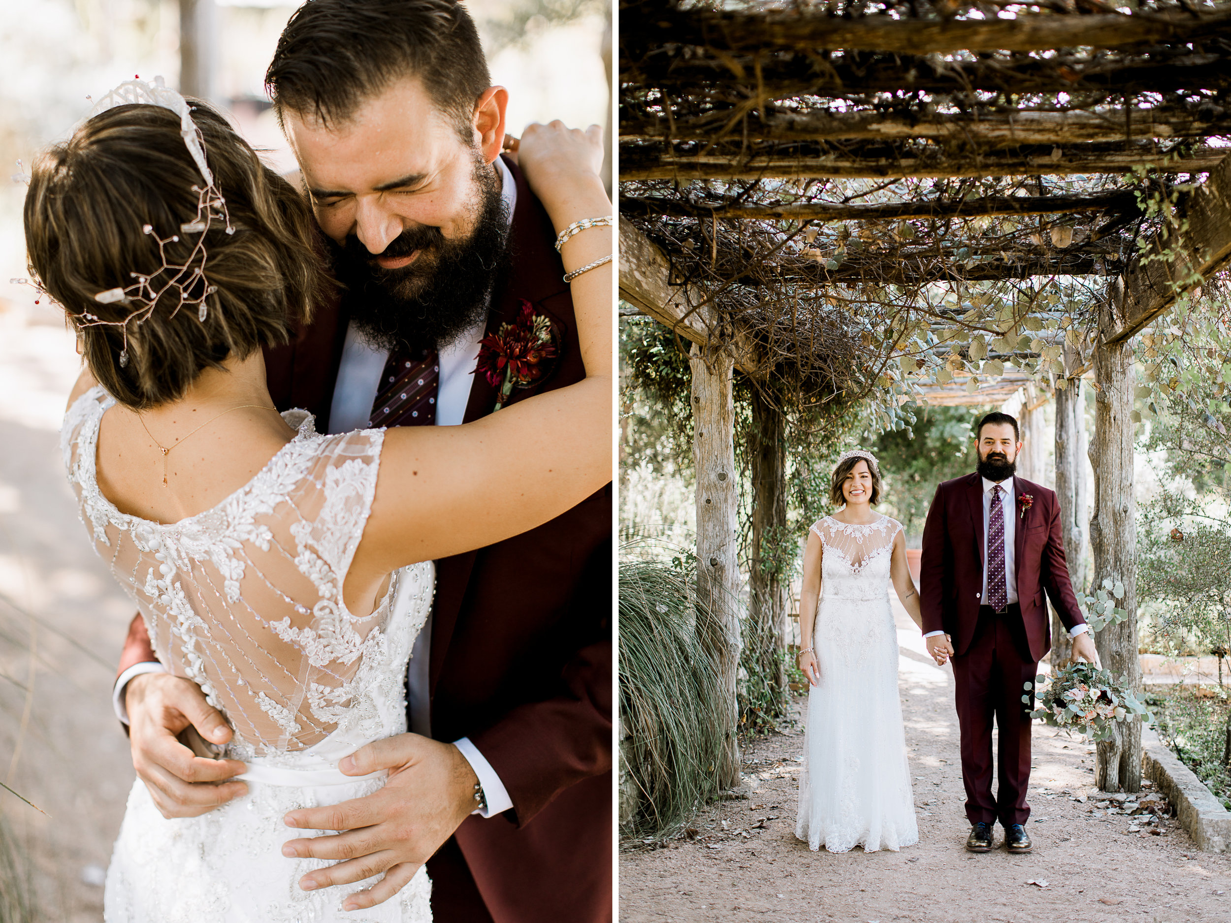 hipster bride & groom // Fall Garden party wedding at Lady Bird Johnson Wildflower Center // austin, texas wedding photographer // www.abbihearne.com