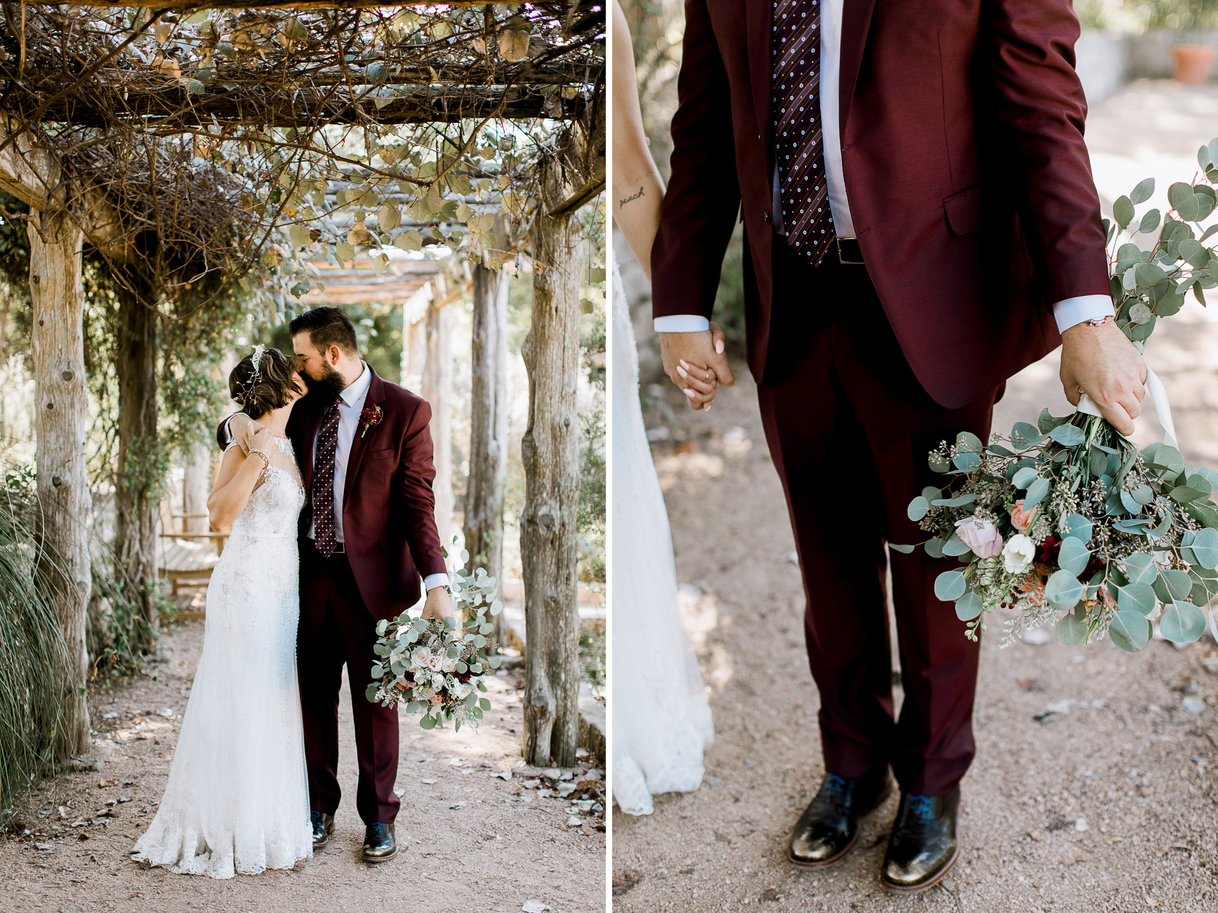 hipster bride & groom // Fall Garden party wedding at Lady Bird Johnson Wildflower Center // austin, texas wedding photographer // www.abbihearne.com