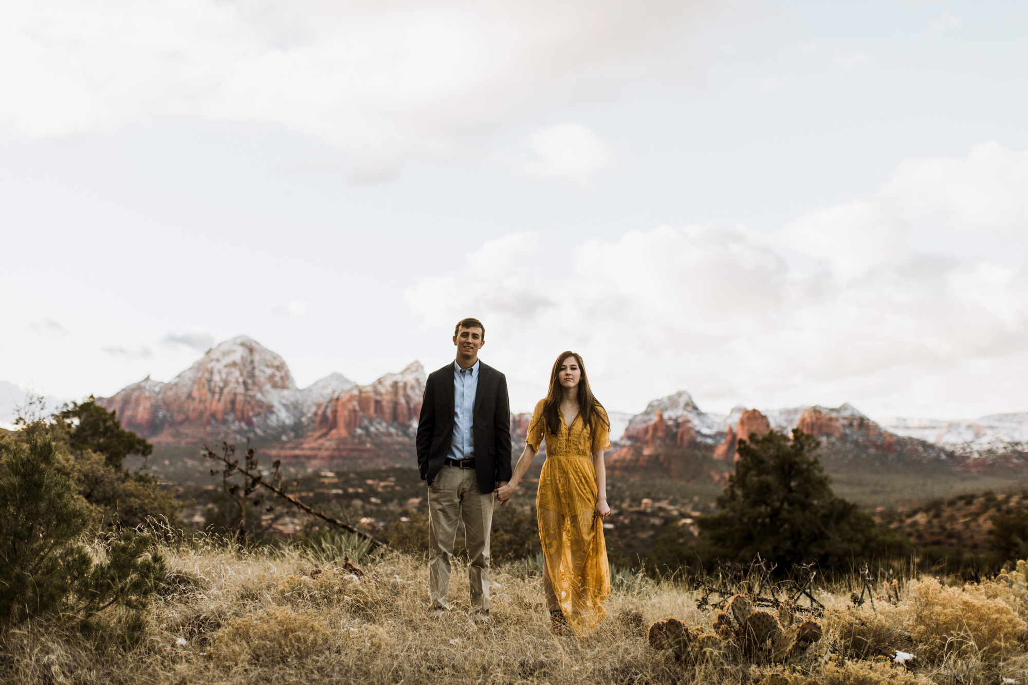 snowy desert engagement photos in sedona, arizona // adventure wedding photographer // www.abbihearne.com