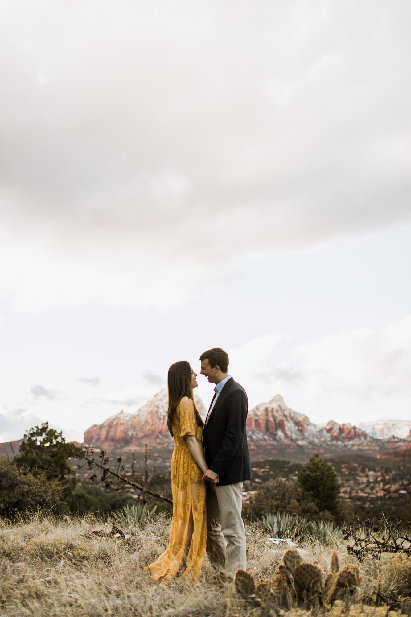 snowy desert engagement photos in sedona, arizona // adventure wedding photographer // www.abbihearne.com