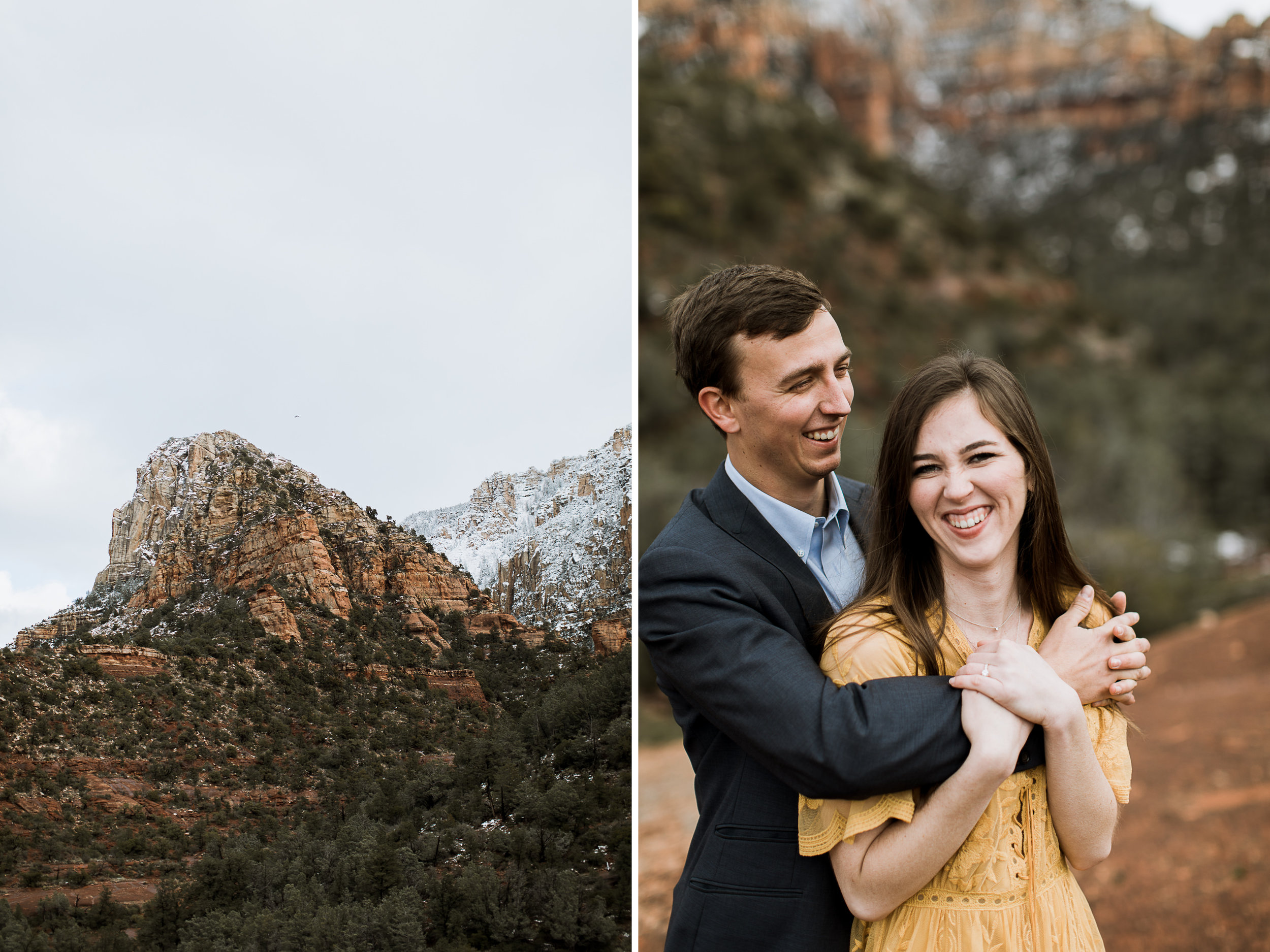 snowy desert engagement photos in sedona, arizona // adventure wedding photographer // www.abbihearne.com