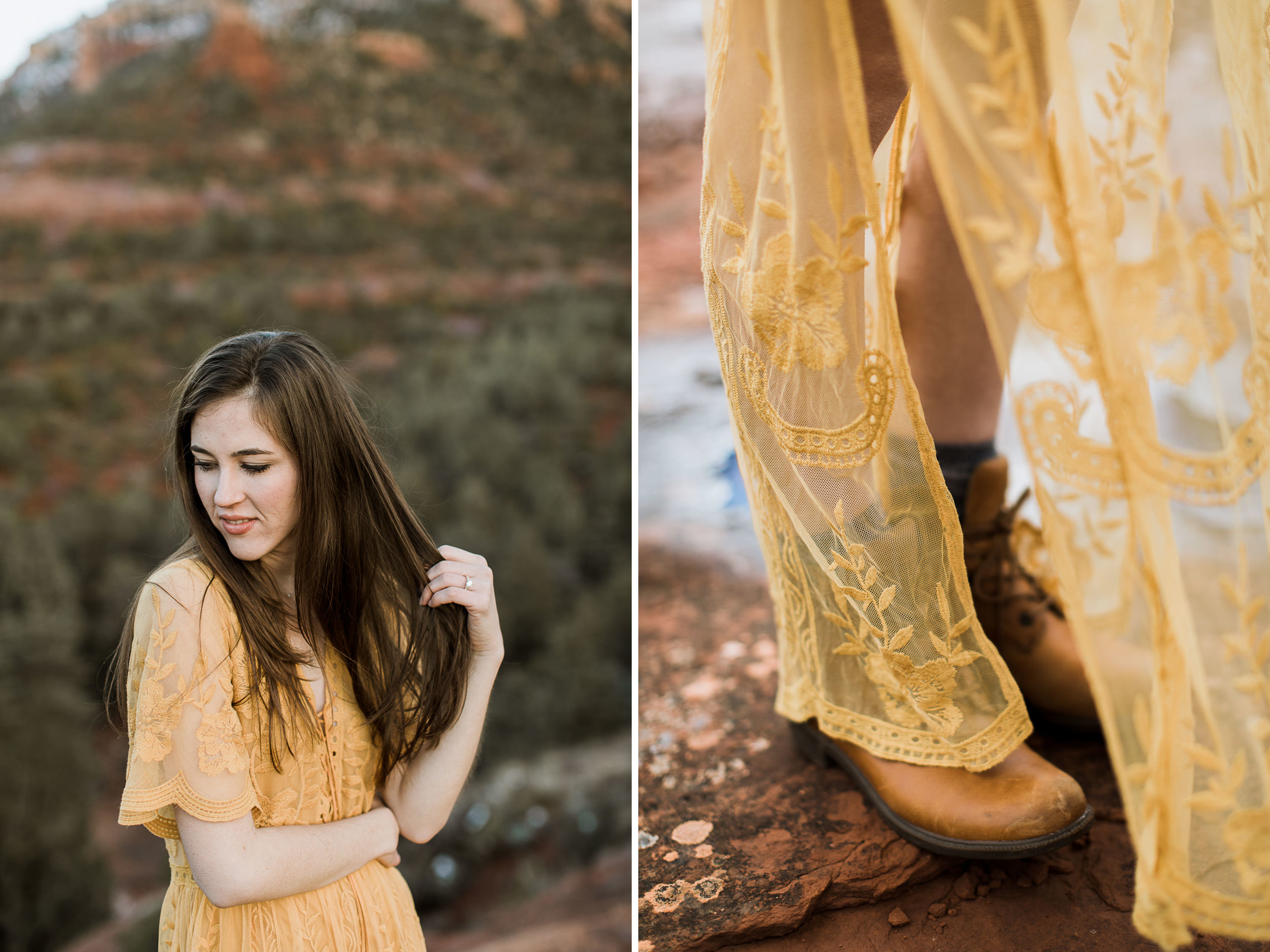 snowy desert engagement photos in sedona, arizona // adventure wedding photographer // www.abbihearne.com