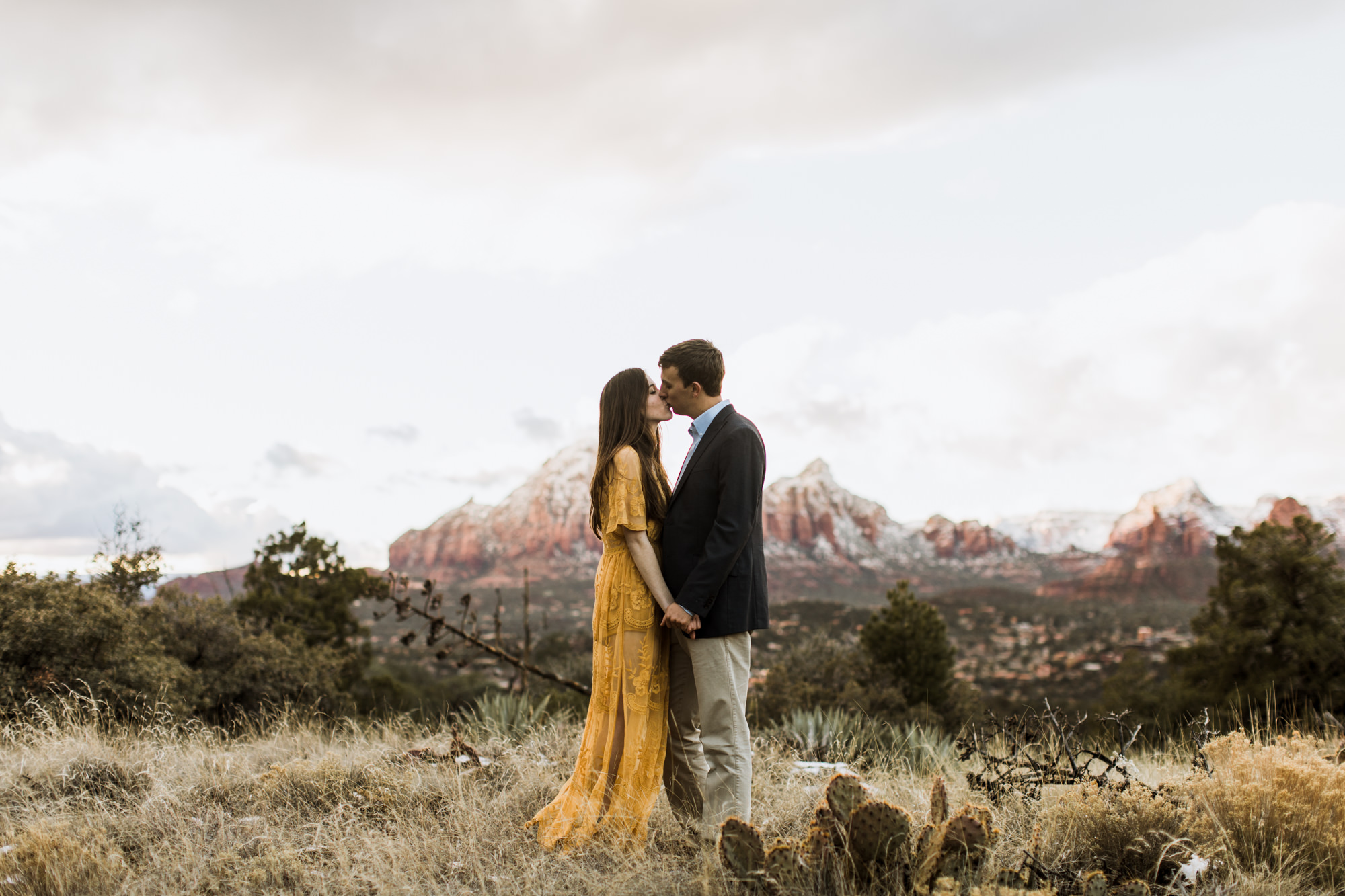 snowy desert engagement photos in sedona, arizona // adventure wedding photographer // www.abbihearne.com