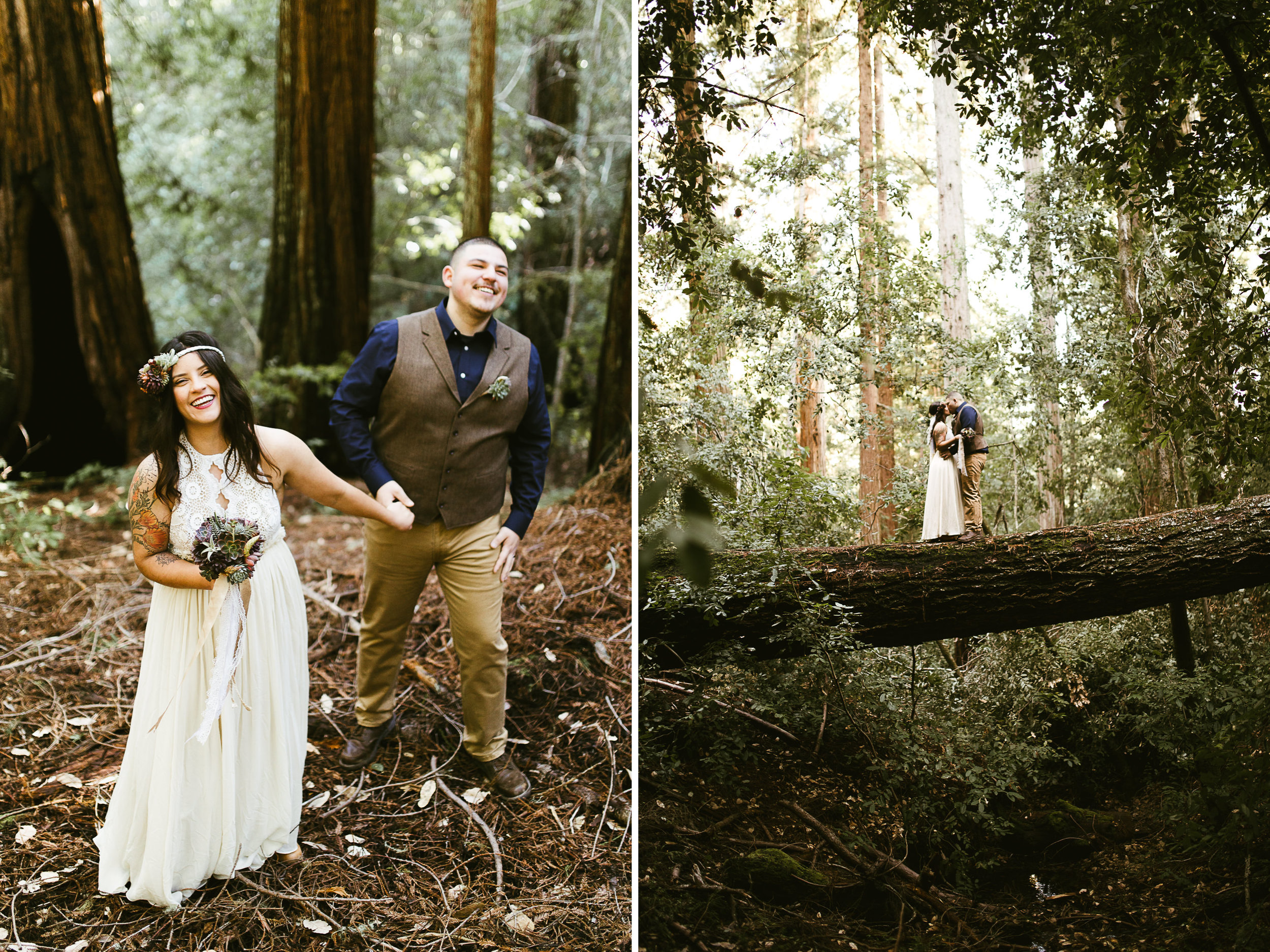 california redwood forest elopement // adventure wedding photographer // boho free people bride // www.abbihearne.com