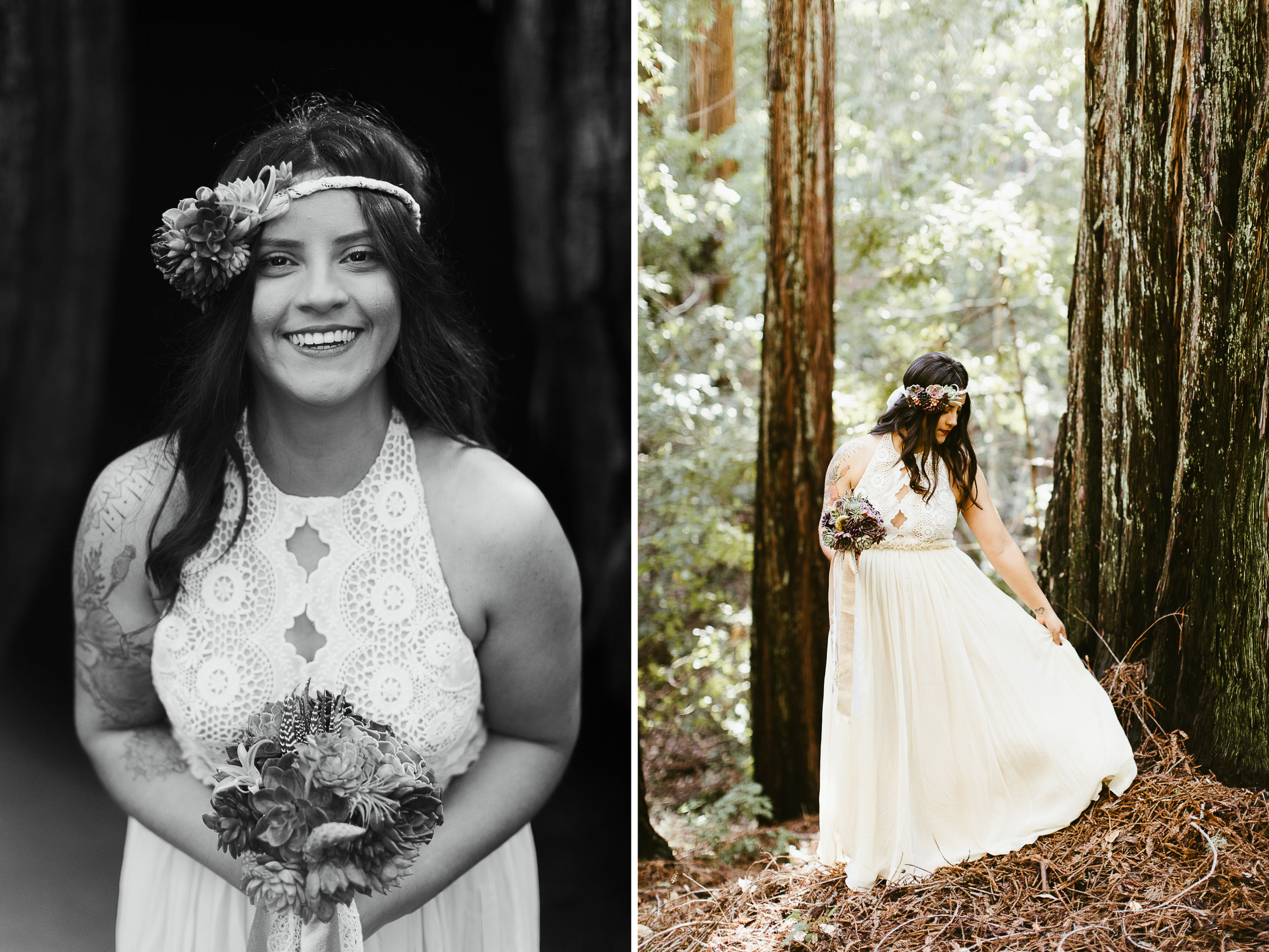 california redwood forest elopement // adventure wedding photographer // boho free people bride // www.abbihearne.com