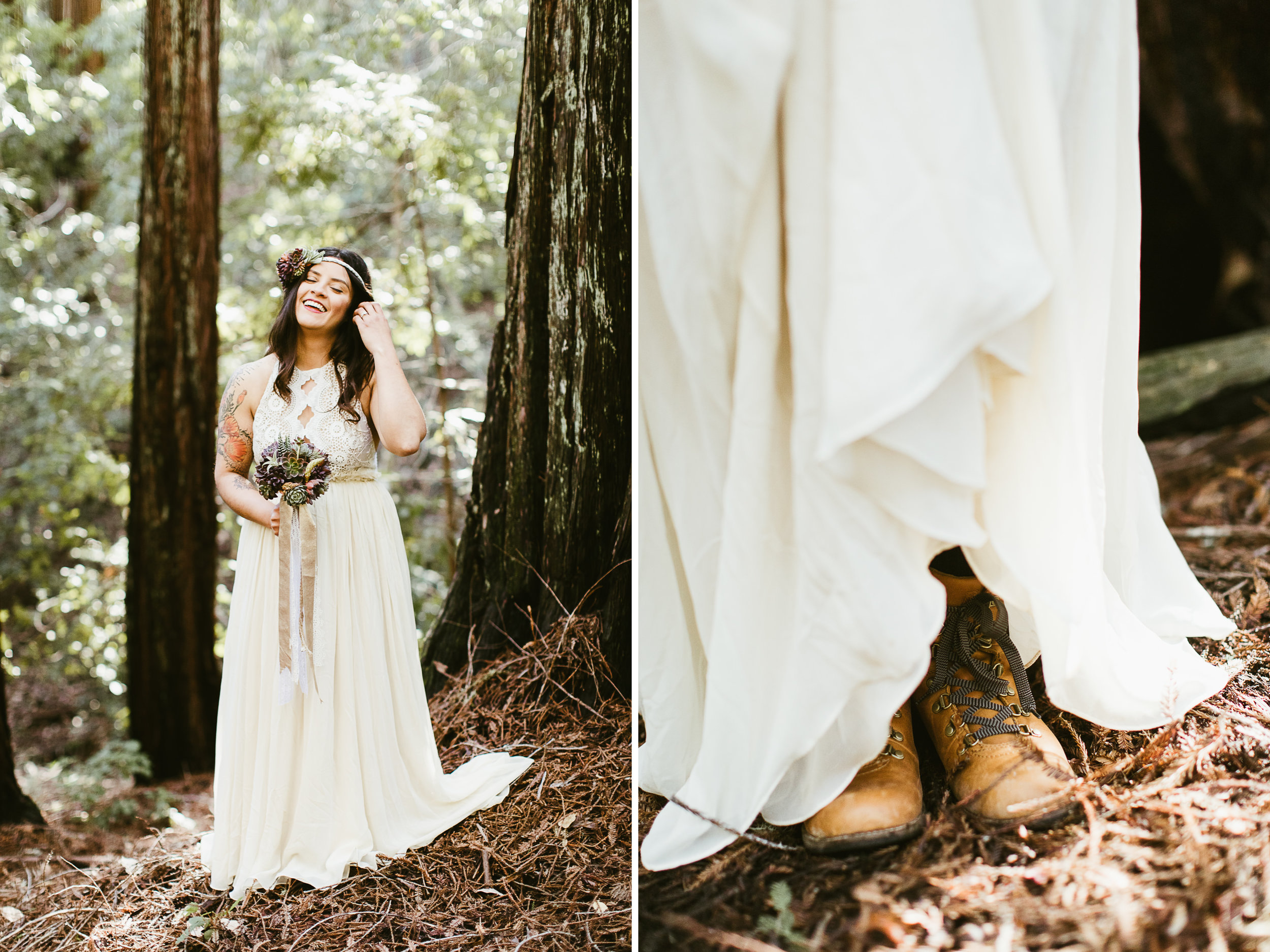 california redwood forest elopement // adventure wedding photographer // boho free people bride // www.abbihearne.com