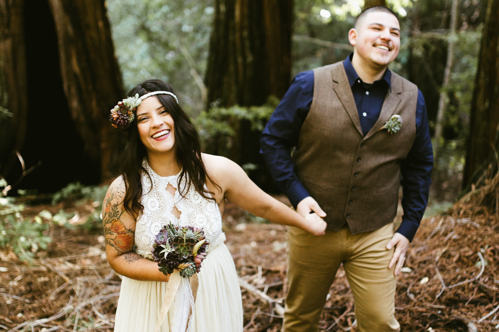 california redwood forest elopement // adventure wedding photographer // boho free people bride // www.abbihearne.com