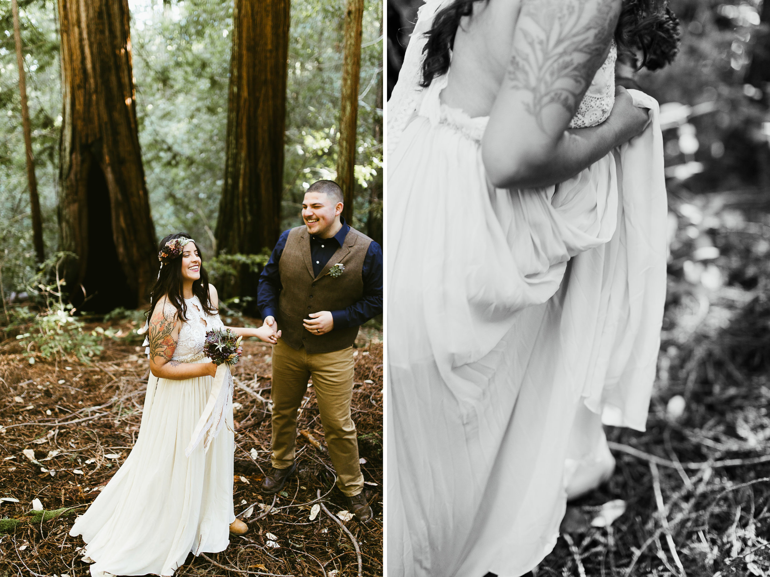 california redwood forest elopement // adventure wedding photographer // boho free people bride // www.abbihearne.com