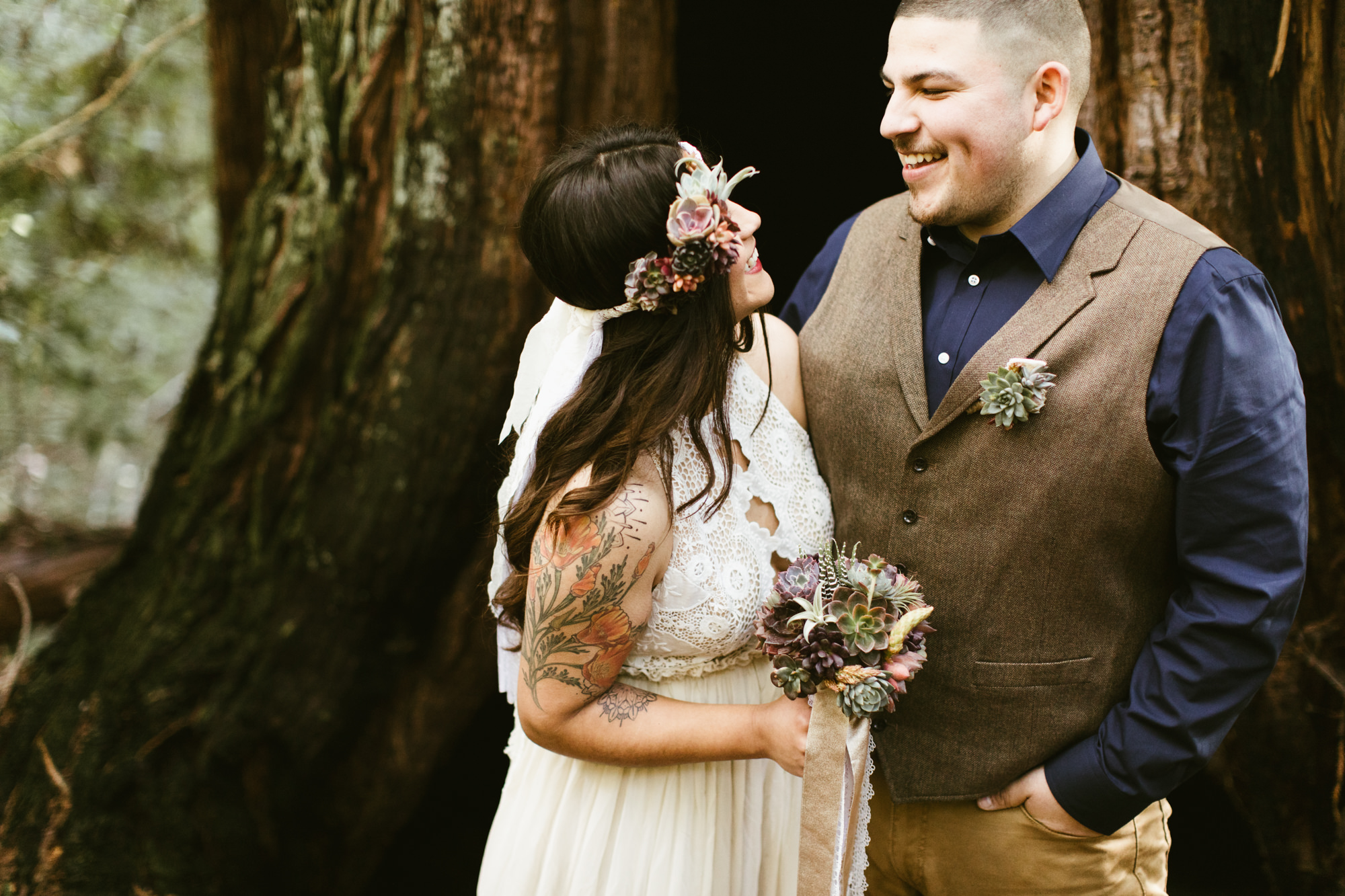 california redwood forest elopement // adventure wedding photographer // boho free people bride // www.abbihearne.com