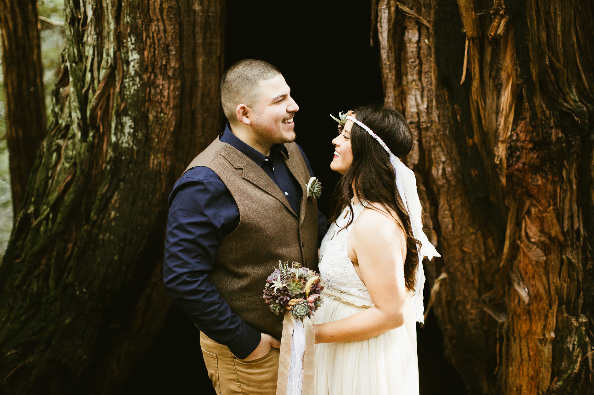 california redwood forest elopement // adventure wedding photographer // boho free people bride // www.abbihearne.com