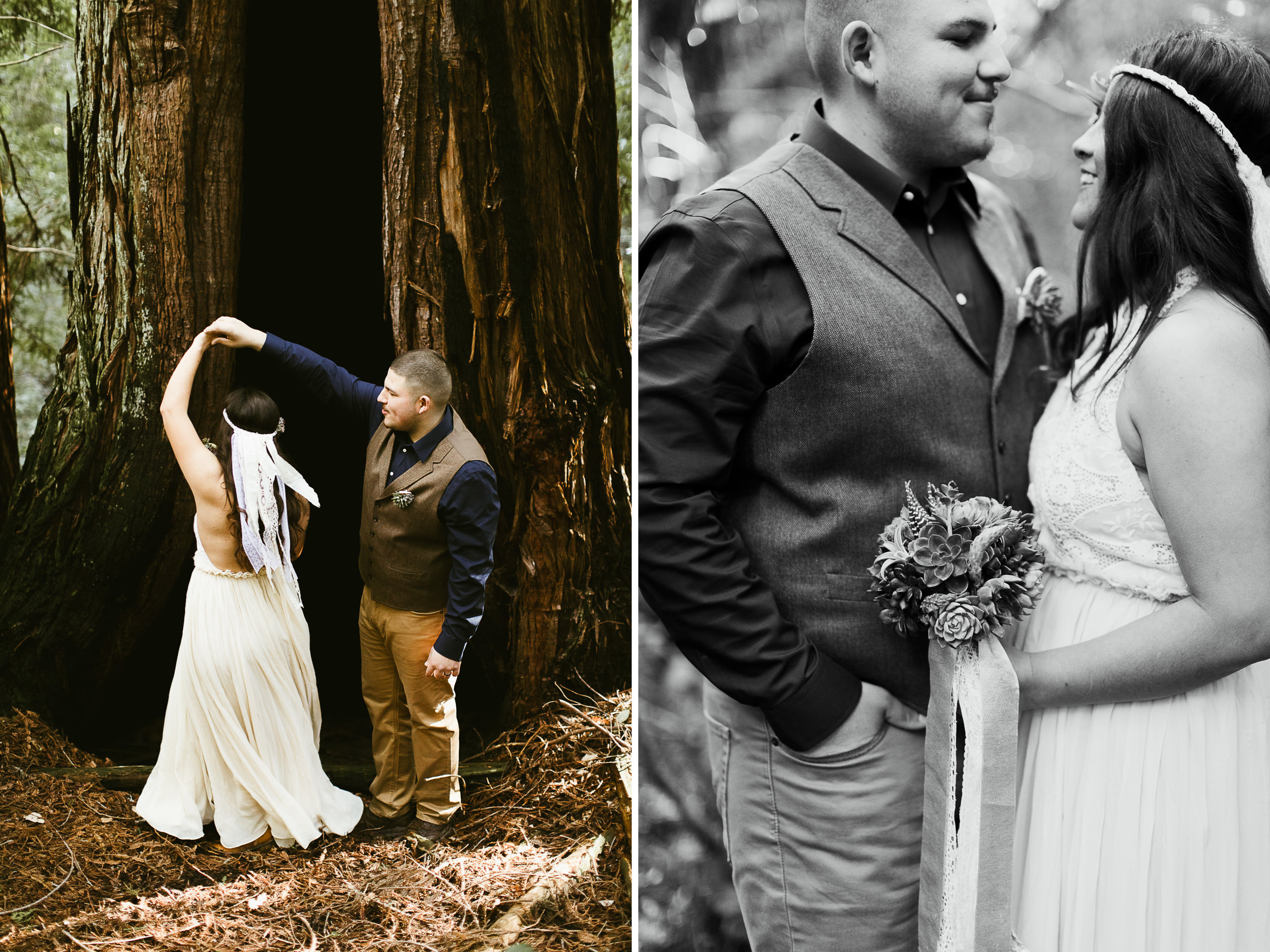 california redwood forest elopement // adventure wedding photographer // boho free people bride // www.abbihearne.com