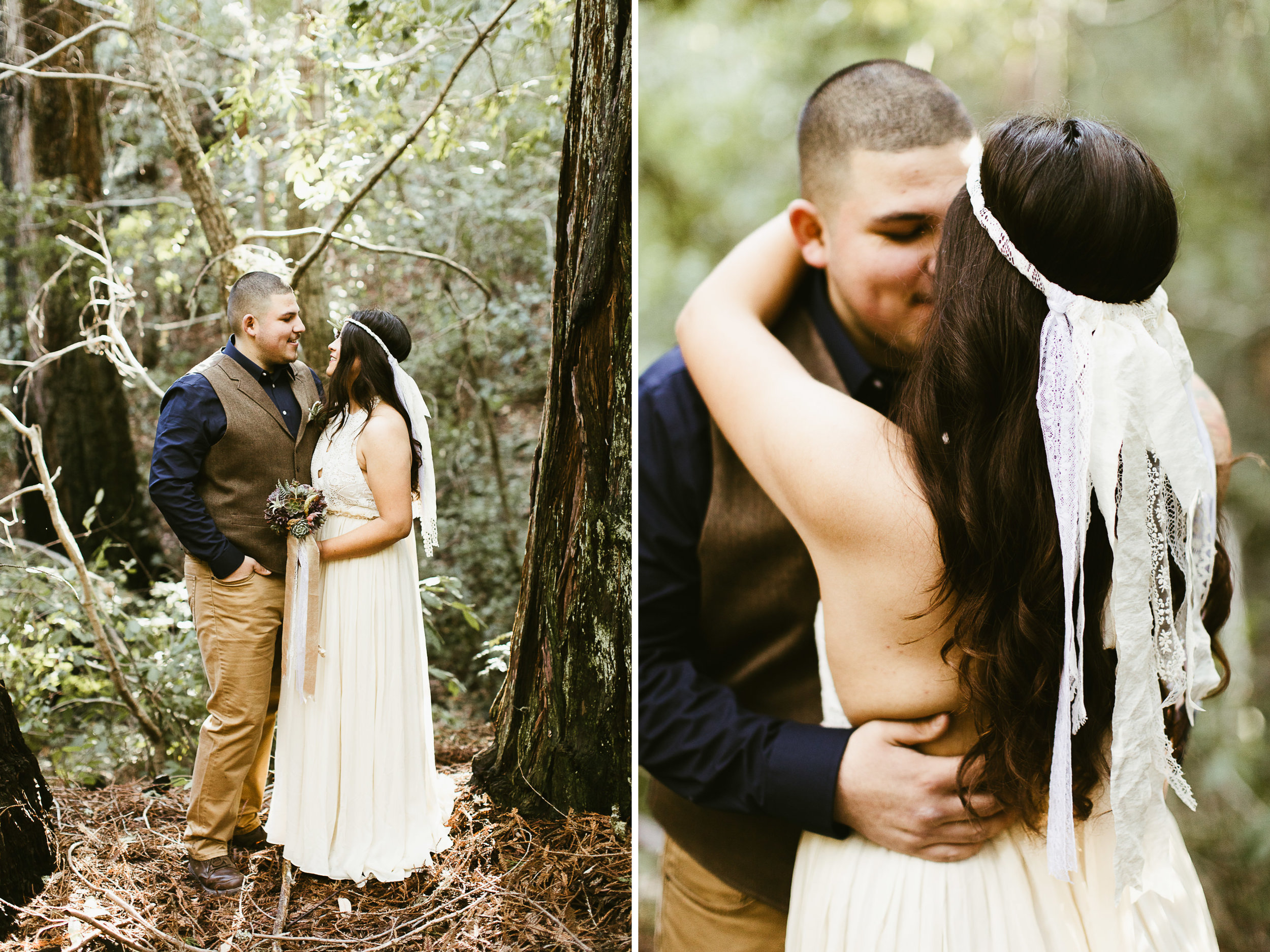 california redwood forest elopement // adventure wedding photographer // boho free people bride // www.abbihearne.com